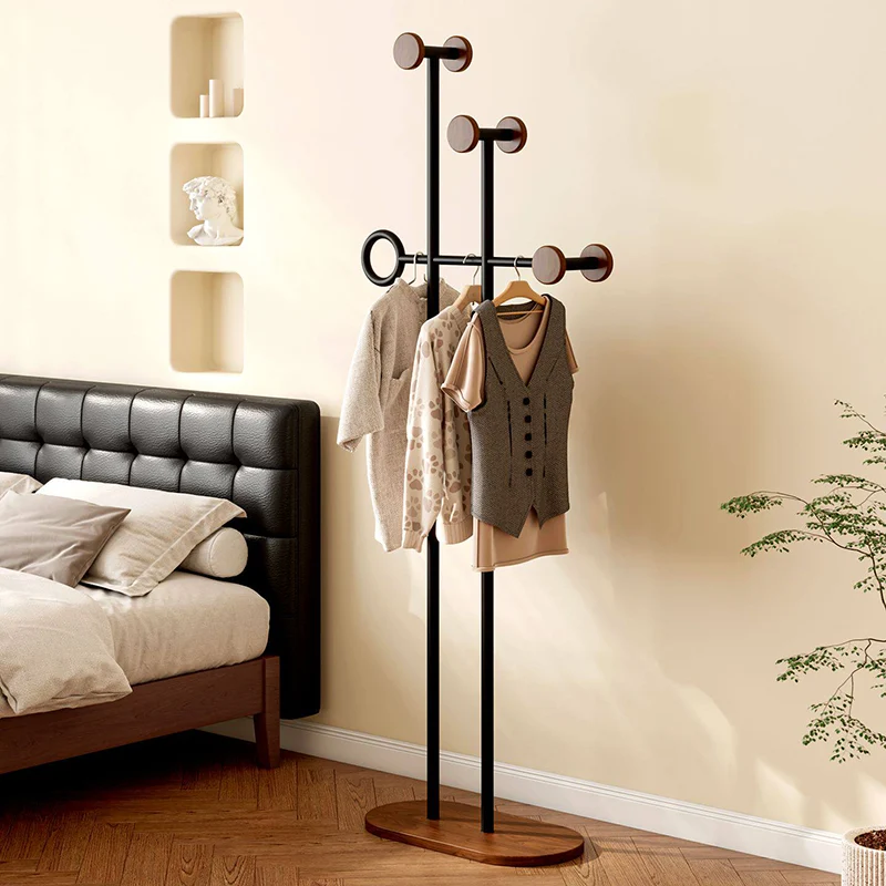 Contemporary Retro Carbon Steel & Engineered Wood Irregular Hall Tree Space-Saving For Bedroom