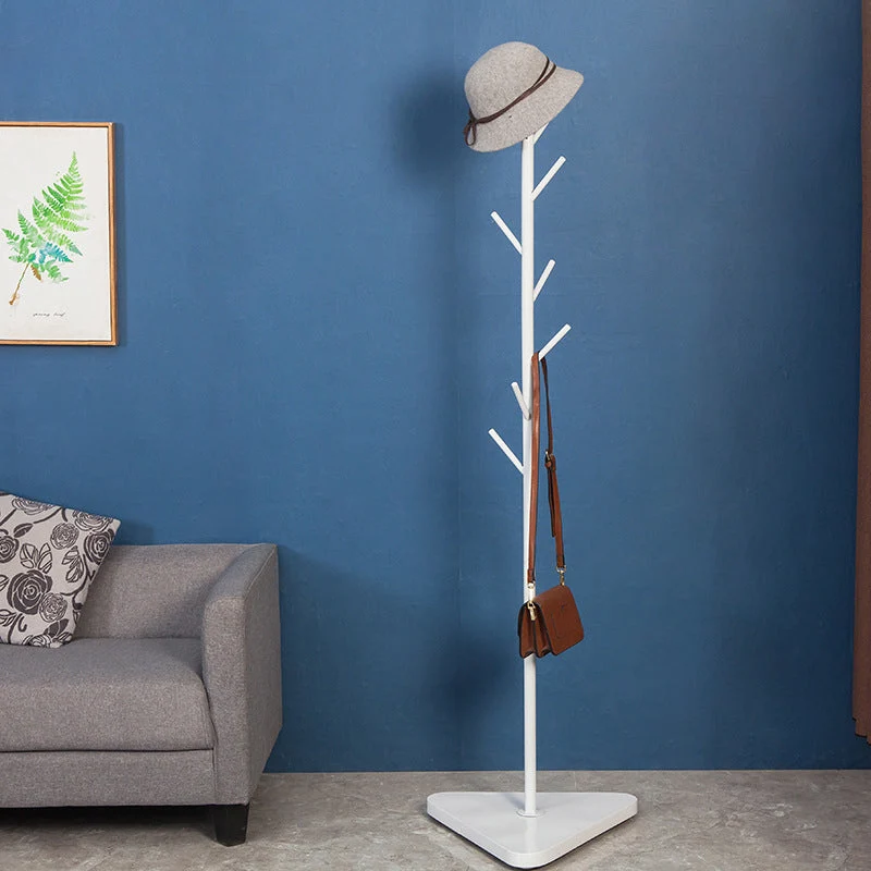 Contemporary Coat Rack Coat Hooks Metal Coat Rack with Triangular Base