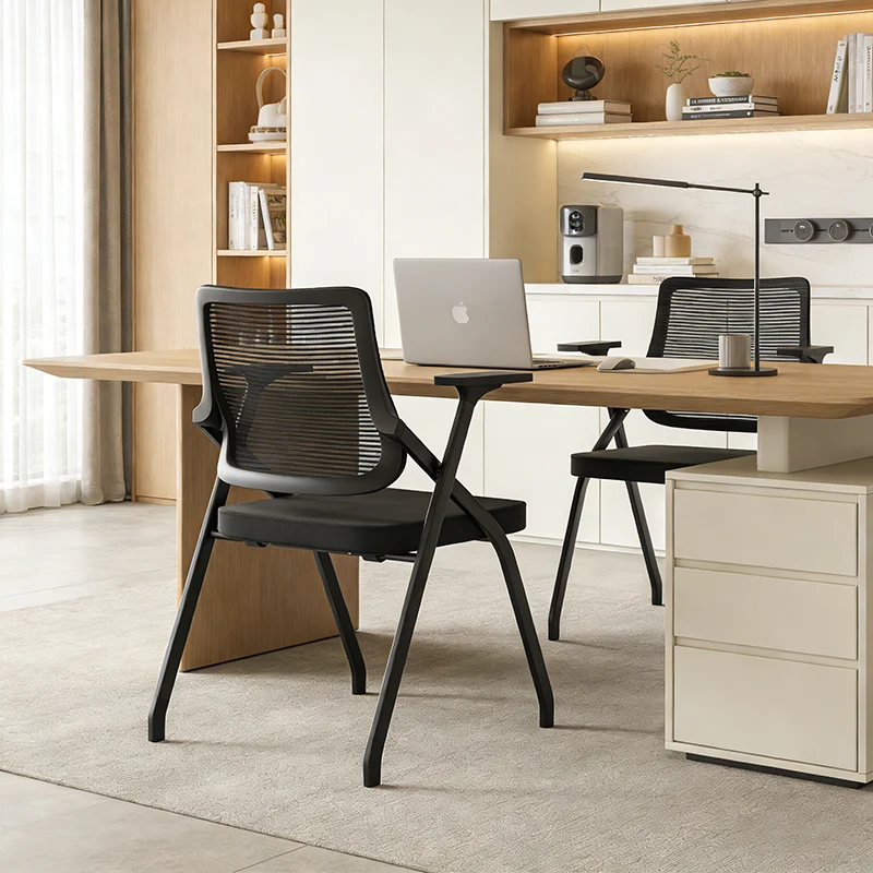 Modern Breathable High-Resilience Foam Mesh Desk Chair - Rectangular Extendable Armrest Foldable Office Chair For Home Office