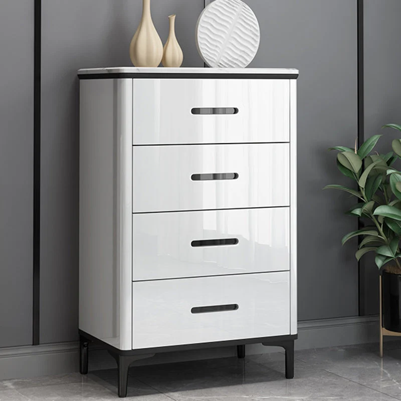Glam Stone Storage Chest Bedroom White 16" Wide Chest with Drawers