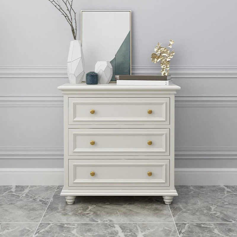 Glam Solid Wood Storage Chest Bedroom White Chest with Drawers
