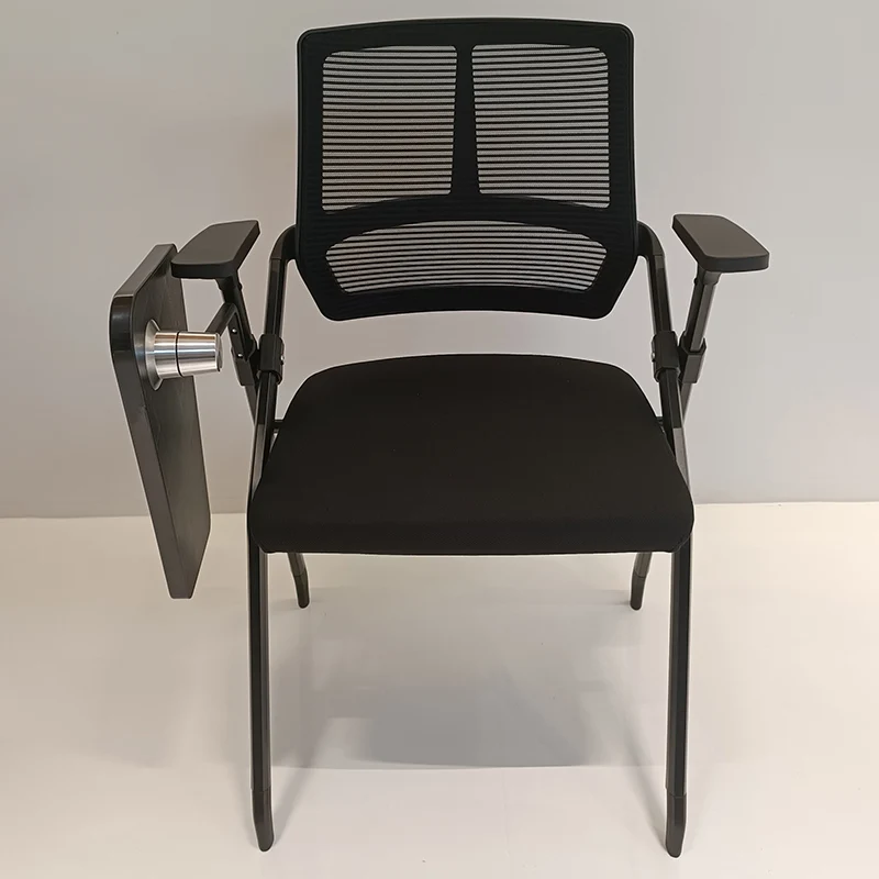 Modern Ergonomic Folding Training Chair With 180° Tablet Arm - Rectangular Nesting Desk Chair With Flip-up Seat & Breathable Mesh Back For Home Office