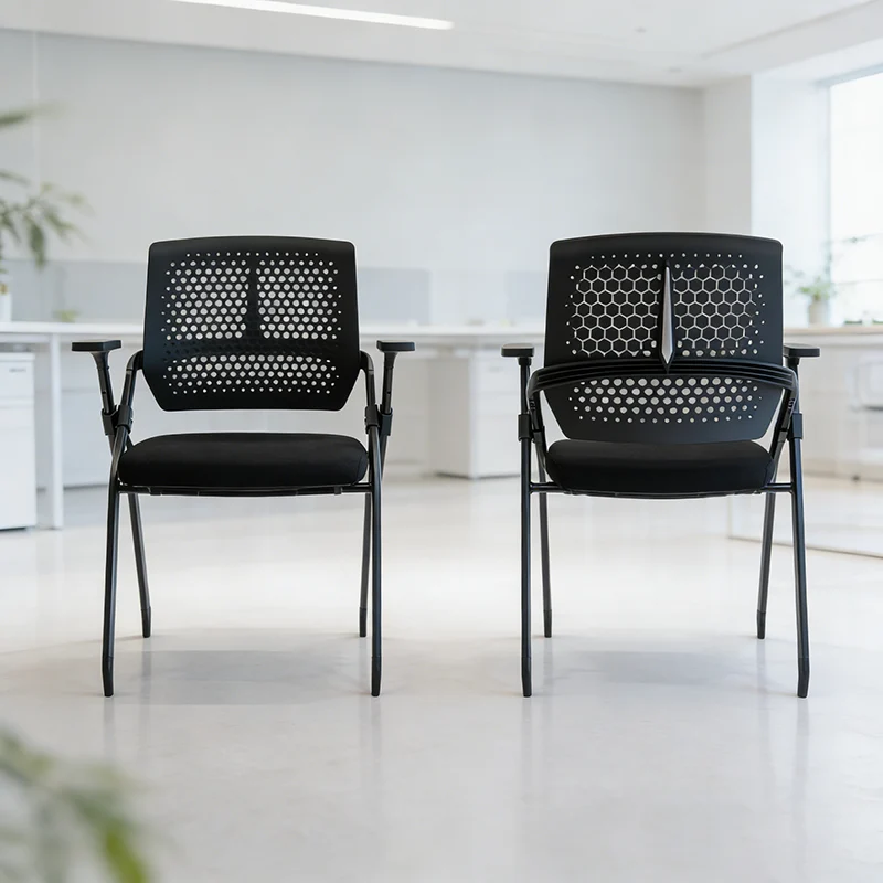 Modern Professional Ergonomic Training Chair - Rectangle Foldable Desk Chair With High-Density Cushion For Home Office