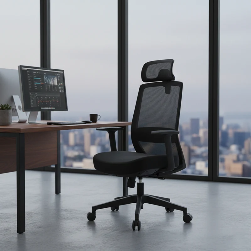 Modern Minimalist Ergonomic Desk Chair - High-Back Breathable Mesh Gaming Chair: Adjustable Headrest And Lumbar Support For Home Office