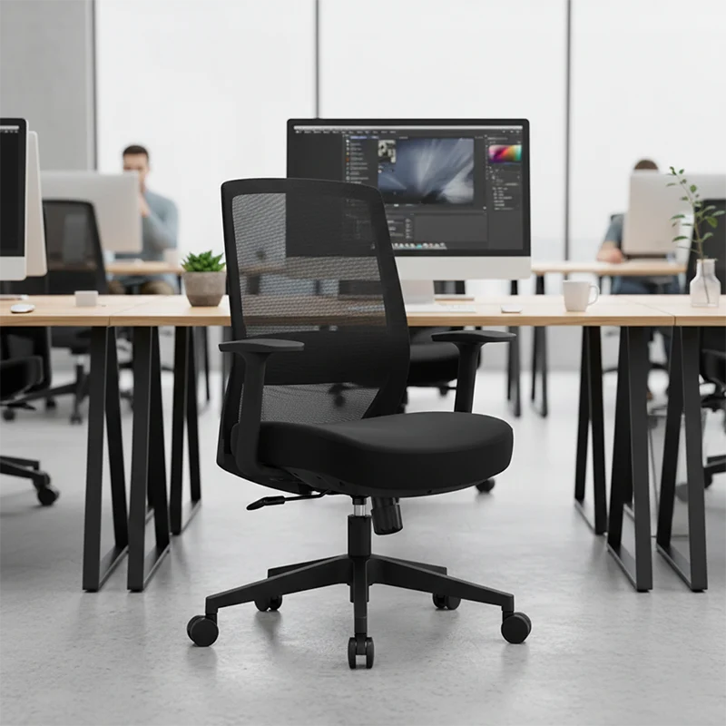 Modern Minimalist Mid-Back Ergonomic Desk Chair - Breathable Mesh Gaming Chair: Adjustable Lumbar Support Swivel Chair For Home Office