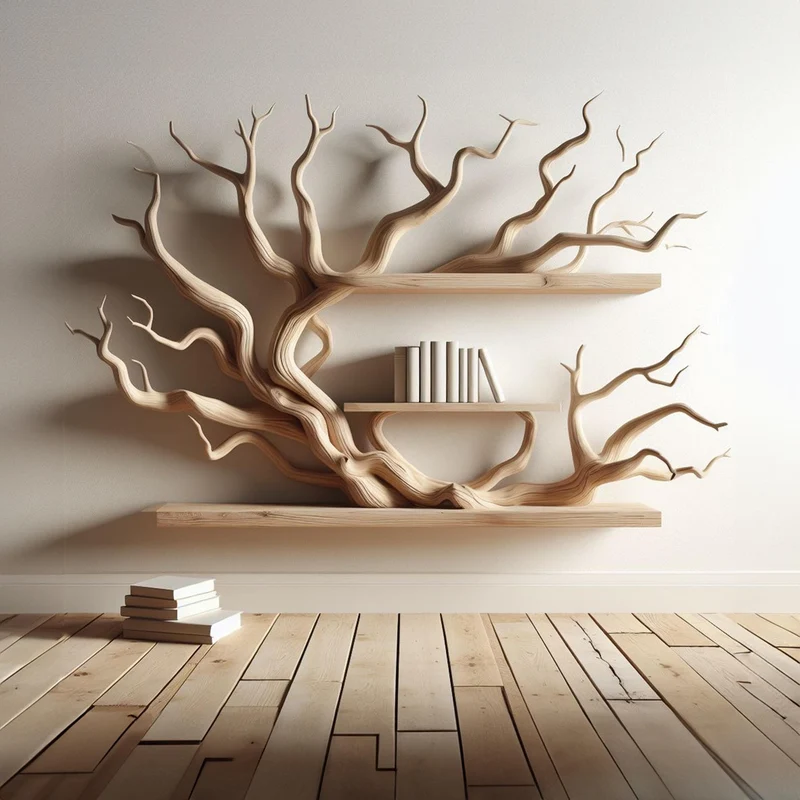 Tree Branch Floating Corner Shelf Mini Bookcase Driftwood SINLTB130