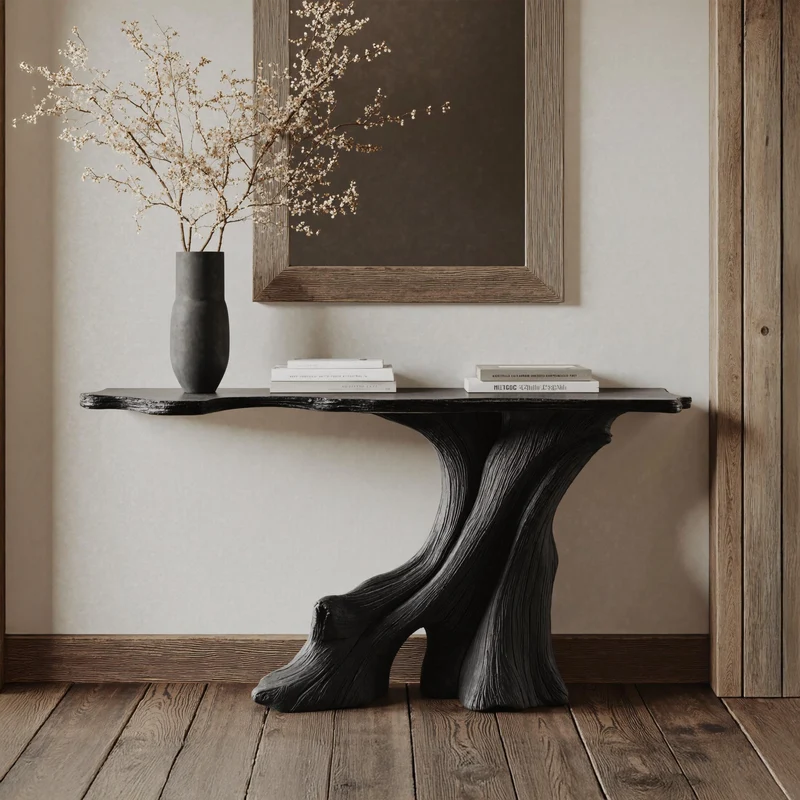 Modern Black Wood Console Table For Living Room Decor SILDTCS160