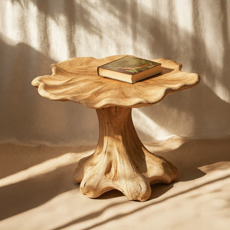 Minimalist Wood Mushroom End Table For Bedroom Clean Lines SILDTEN106