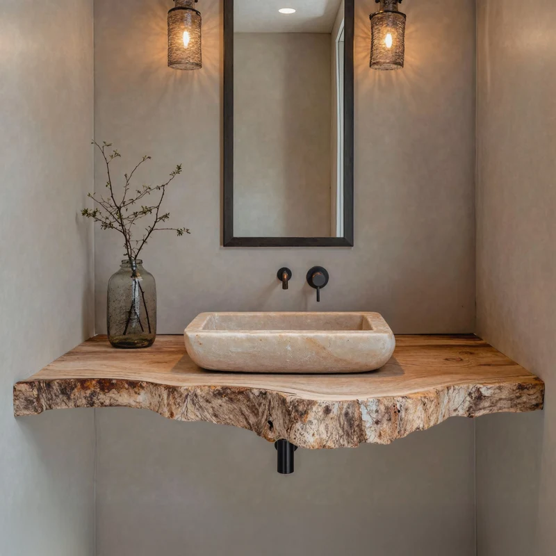 Rustic Farmhouse Bathroom Floating Shelf With Live Edge SILDTBRV113