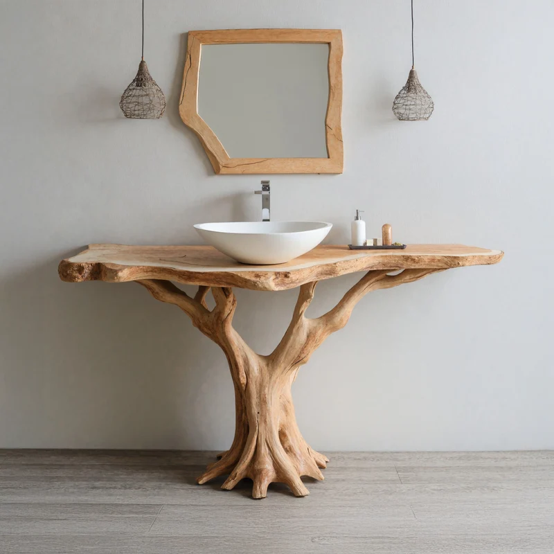 Modern Rustic Bathroom Vanity With Solid Wood Construction SILDTBRV107