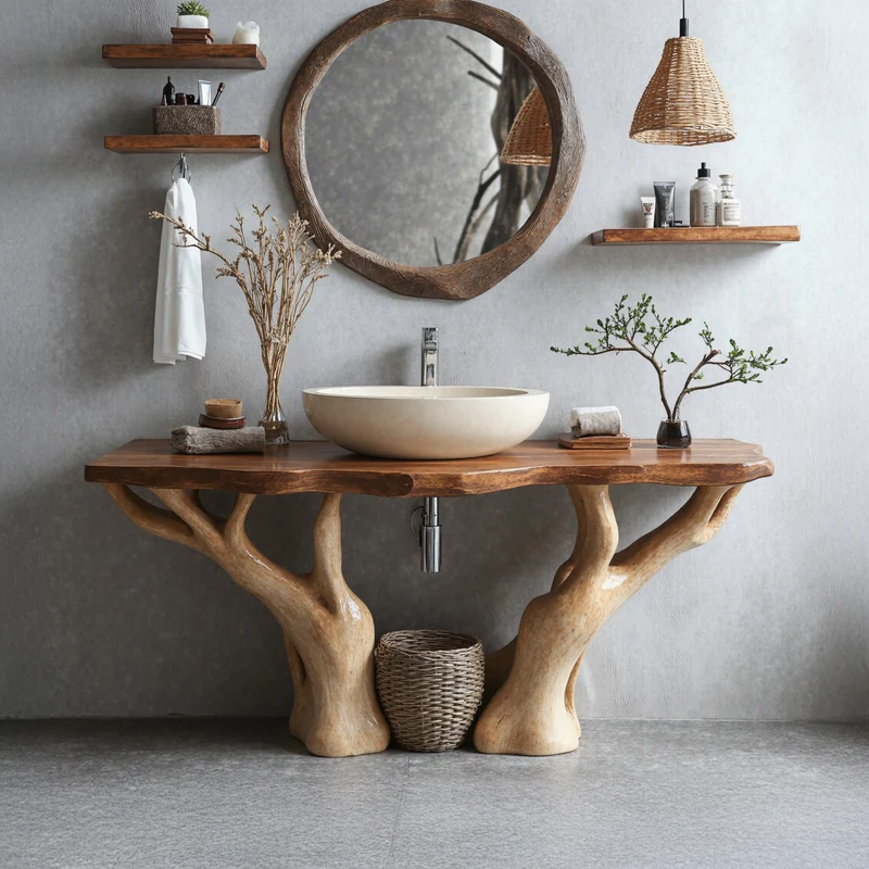 Rustic Live Edge Vanity For Contemporary Bathroom Spaces SILDTBRV101