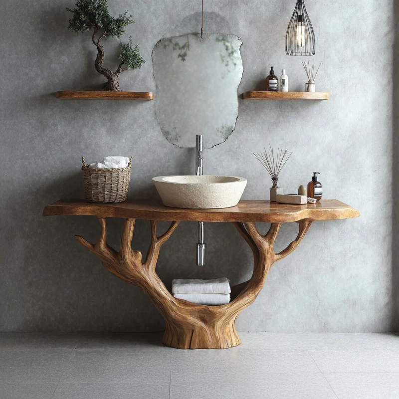 Minimalist Floating Vanity Solid Wood Design SILDTBRV097