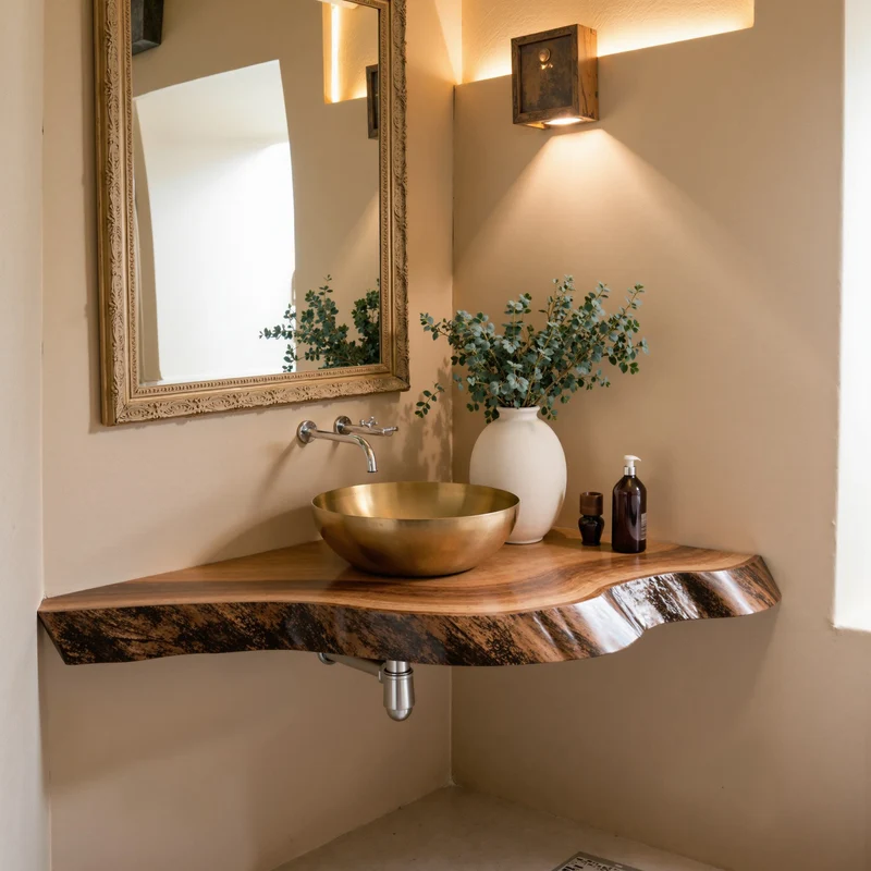 Wooden Corner Shelf Bathroom Corner SILDTBRV067