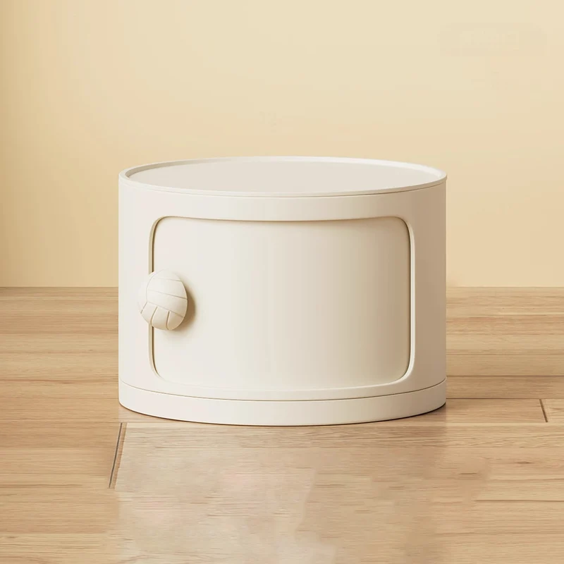 Modern Minimalist Dopamine Detachable Round Plastic Nightstand 1/2/3/4-Cabinet For Bedroom