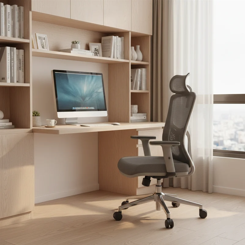 Modern Stylish High-Back Manager Office Chair - Soft Fixed Lumbar Support Electroplated Base Ergonomic Executive Chair For Home Office