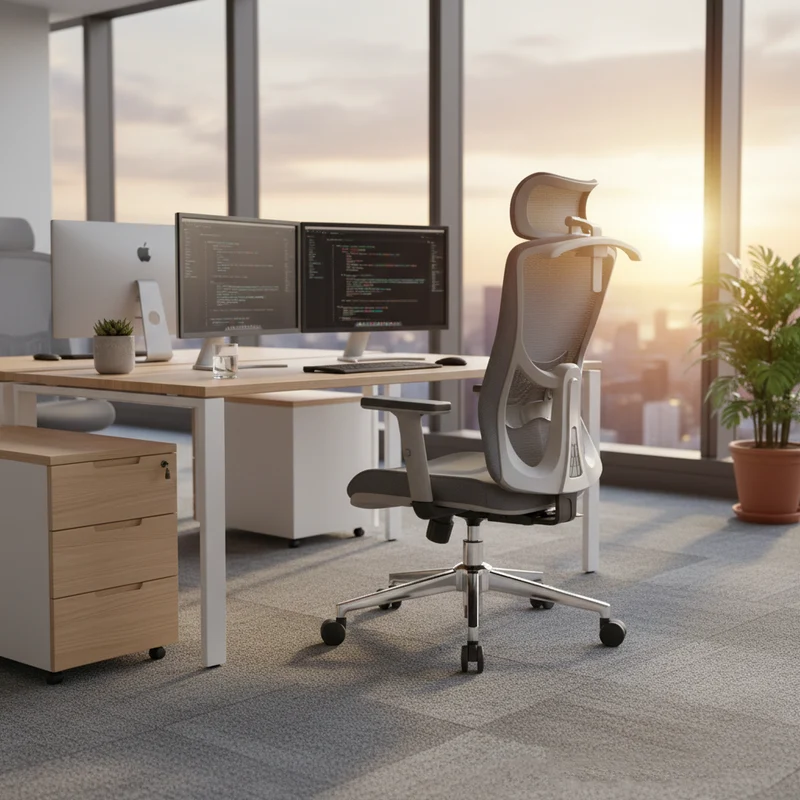 Modern Stylish High-Back Manager Office Chair - Soft Fixed Lumbar Support Electroplated Base Ergonomic Executive Chair For Home Office