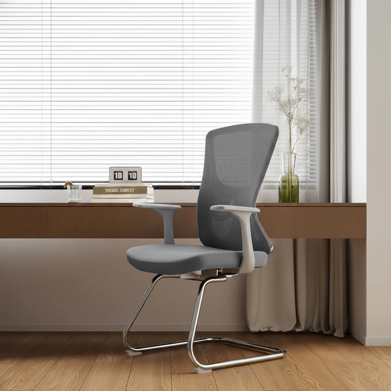 Modern Minimalist Mesh Cantilever Reception Chair - Breathable Mesh Ergonomic Electroplated Steel Frame Office Chair For Home Office