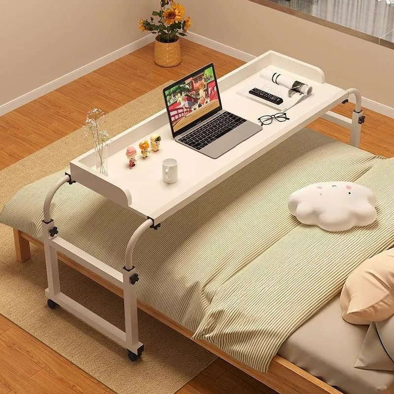 Modern Minimalist MDF Carbon Steel Rectangular Extendable Height-Adjustable Movable Lazy Desk For Bedroom