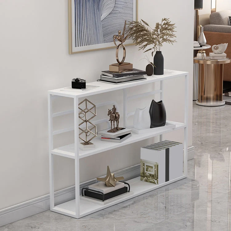 9.84" W Contemporary Console Accent Table Antique Finish Console Sofa Table in Metal