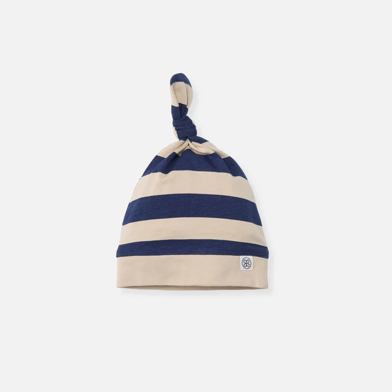 Cloby-Beanie knot hat-Navy Stripe