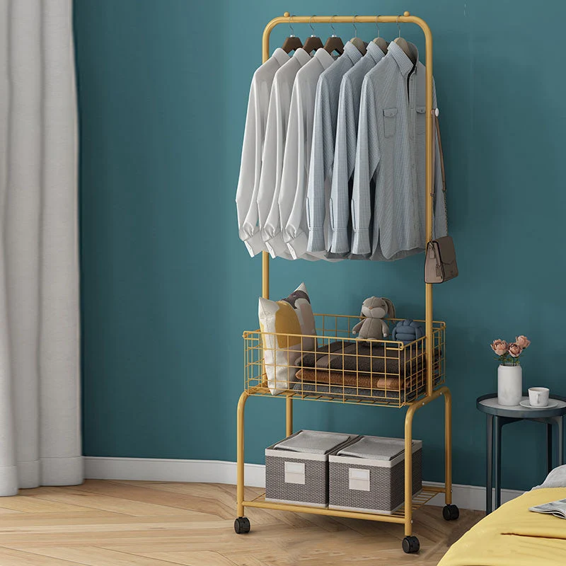 Contemporary Hall Stand Metal Storage Baskets Shelving Included Free Standing Coat Rack