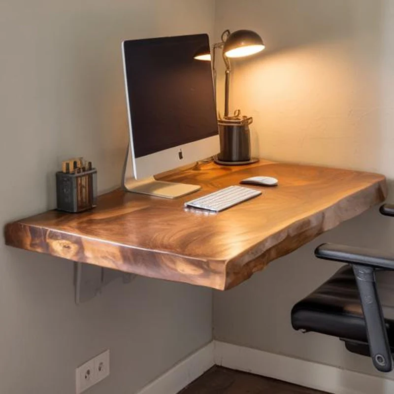 Modern Floating Desk For Home Office Nook With Handmade Live Edge Charm SITHDE019