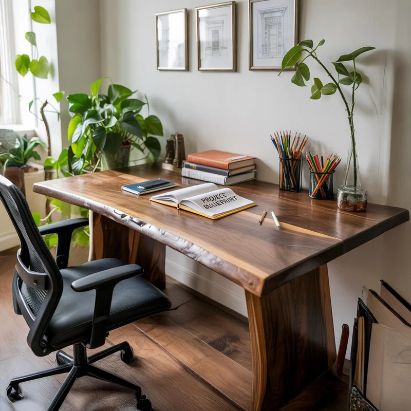 Rustic Live Edge Writing Desk For Cozy Office Or Reading Corner SITHDE016