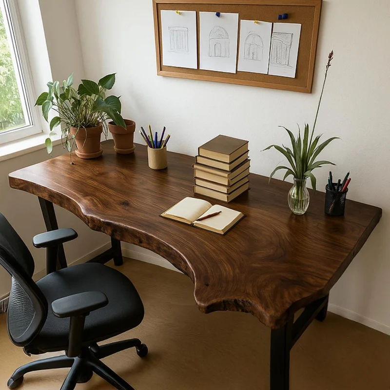 Rustic Live Edge Wood Desk For Home Office And Study Room SITHDE009