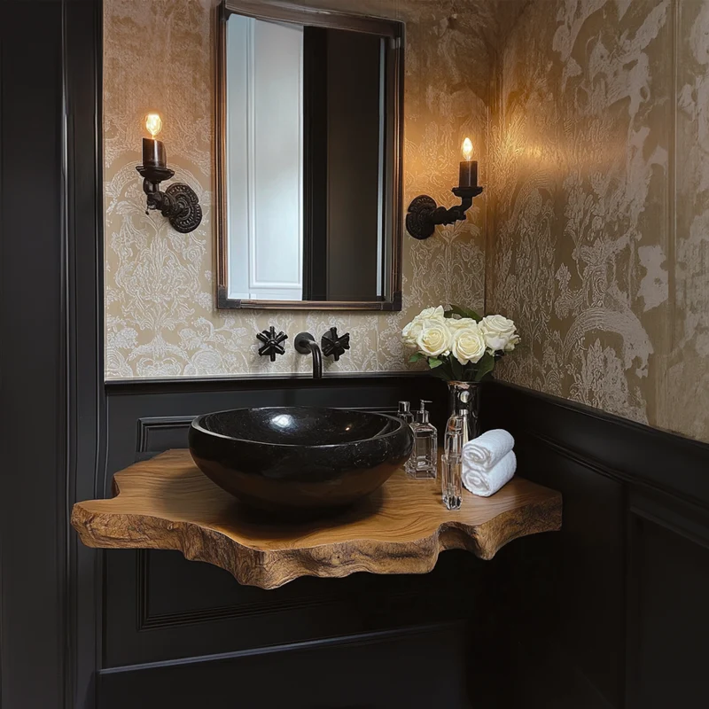 Rustic Shelf Sink Storage Powder Room SINLBRV053