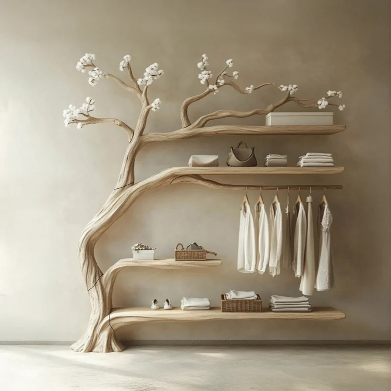 Wood Tree Branch Coat Rack Handcrafted SINLTB134