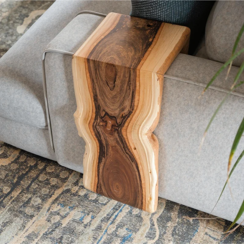 Handcrafted Sofa Armrest Table With Functional Storage Space SILDTAR011