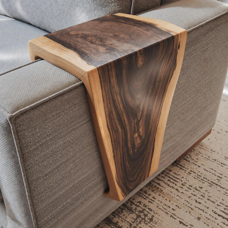 Handmade Armrest Table For Sofa With Natural Wood Design SILDTAR007