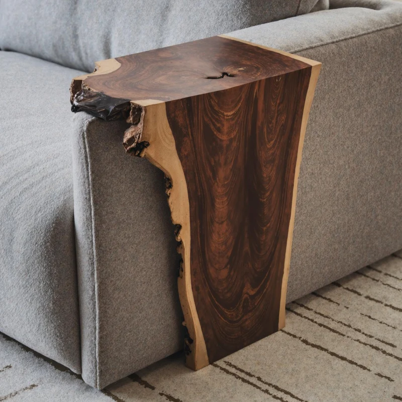 Solid Wood Armrest Table For Sofa With Handcrafted Design SILDTAR006