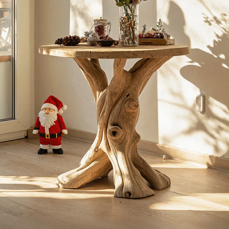 Rustic Wood Live Edge End Table Christmas Decor SILDTENC033