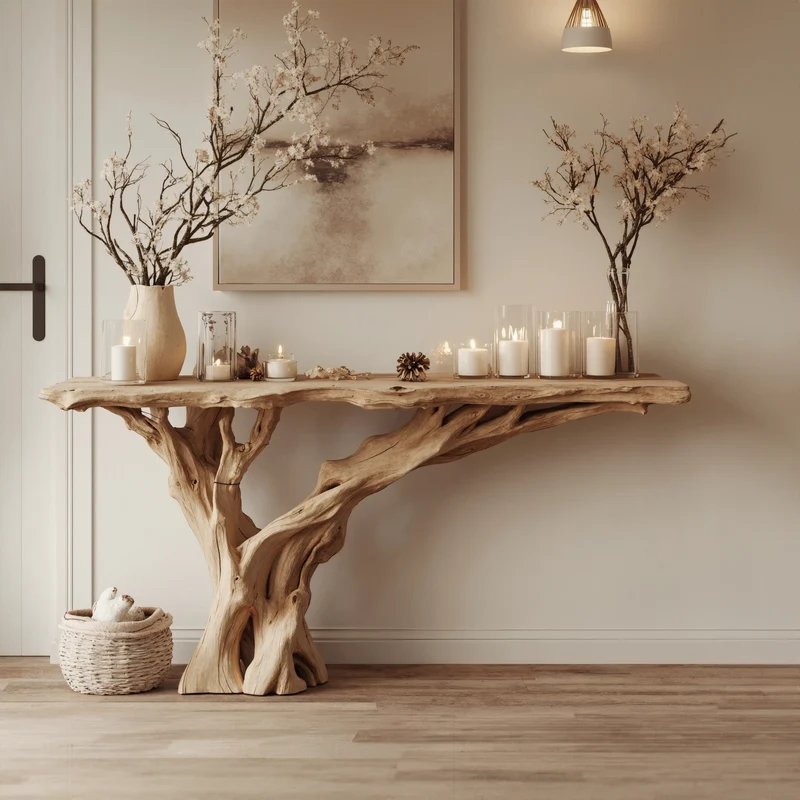 Narrow Floating Live Edge Console Table Home Decor SILDTCS092