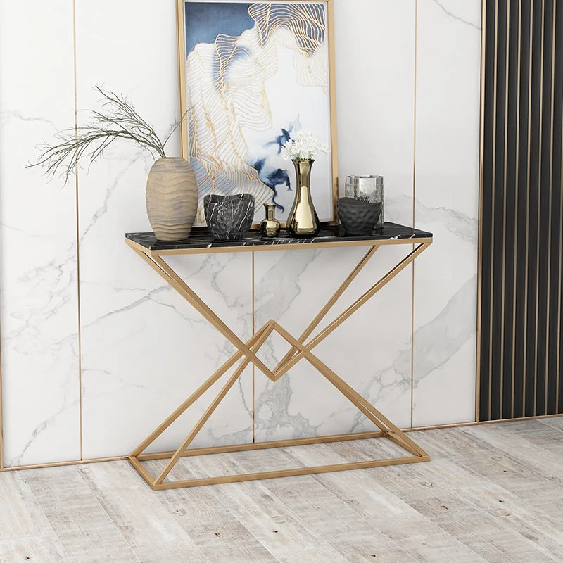 11.8" W Modern Console Accent Table Antique Finish Sofa Console Table in Marble