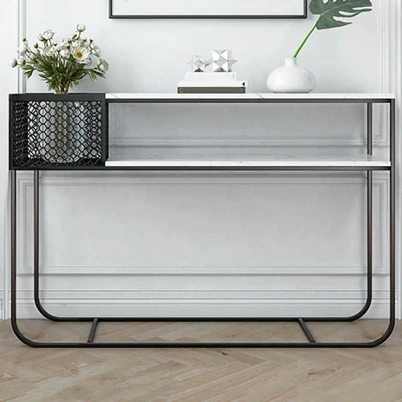 Contemporary Console Accent Table Antique Finish Sofa Console Table in Marble