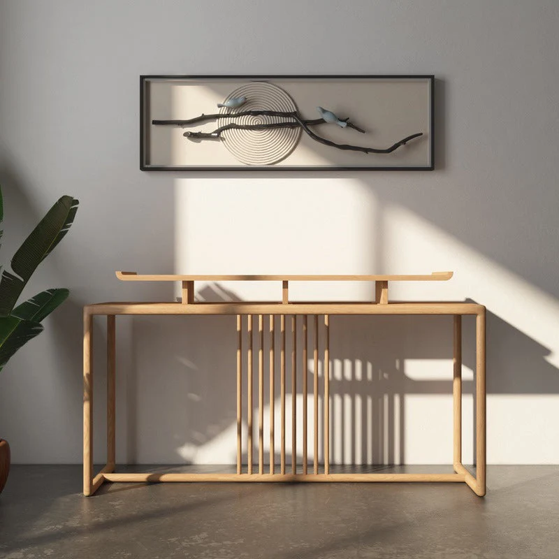13"W Mid-Century Modern Console Table Pine Solid Wood Sofa Table