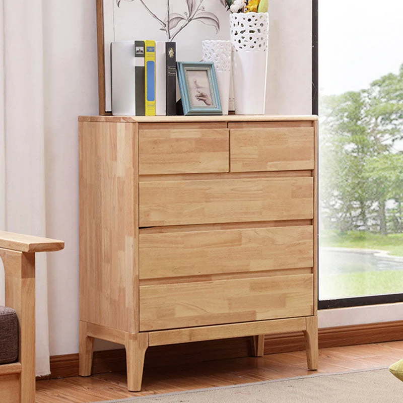 Bedroom Rubber Wood Storage Chest Contemporary Chest with Drawers
