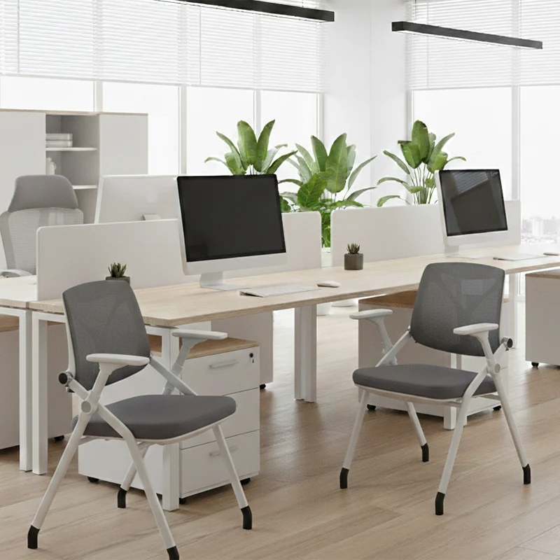 Modern PP Armrest & Mesh Back Ergonomic Folding Desk Chair - Minimalist High-Density Sponge Seat & Durable Frame For Home Office