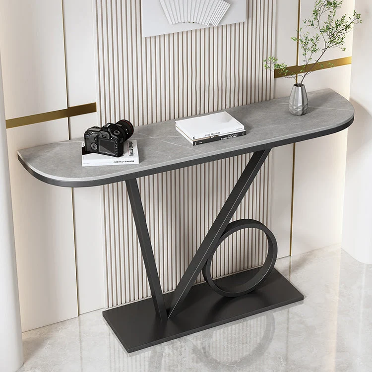 Glam Console Accent Table Antique Finish Half Moon Console Sofa Table