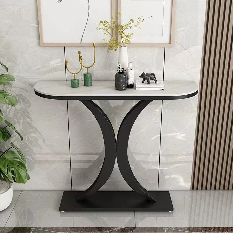 31.5" Tall Glam Accent Table 1-shelf Stone Console Table for Hall