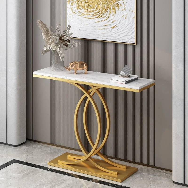 Modern Console Accent Table Antique Finish Sofa Console Table with Shelf