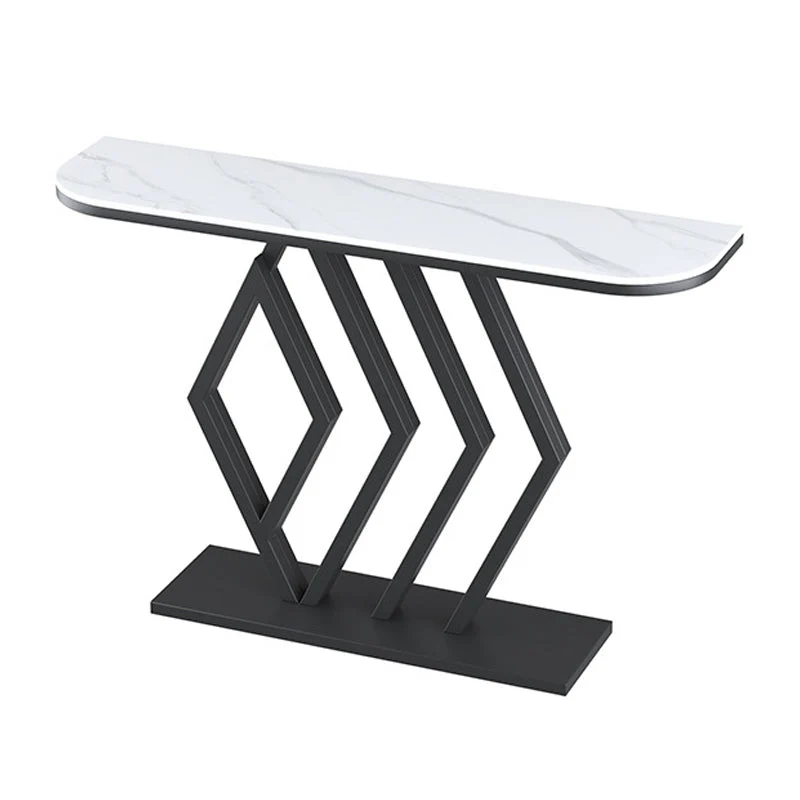 11" Wide Stone Contemporary Console Table Half Moon Console Sofa Table