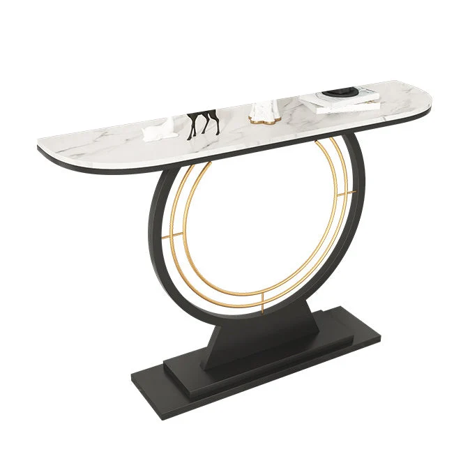 Contemporary Half Moon Console Accent Table Antique Finish Console Sofa Table