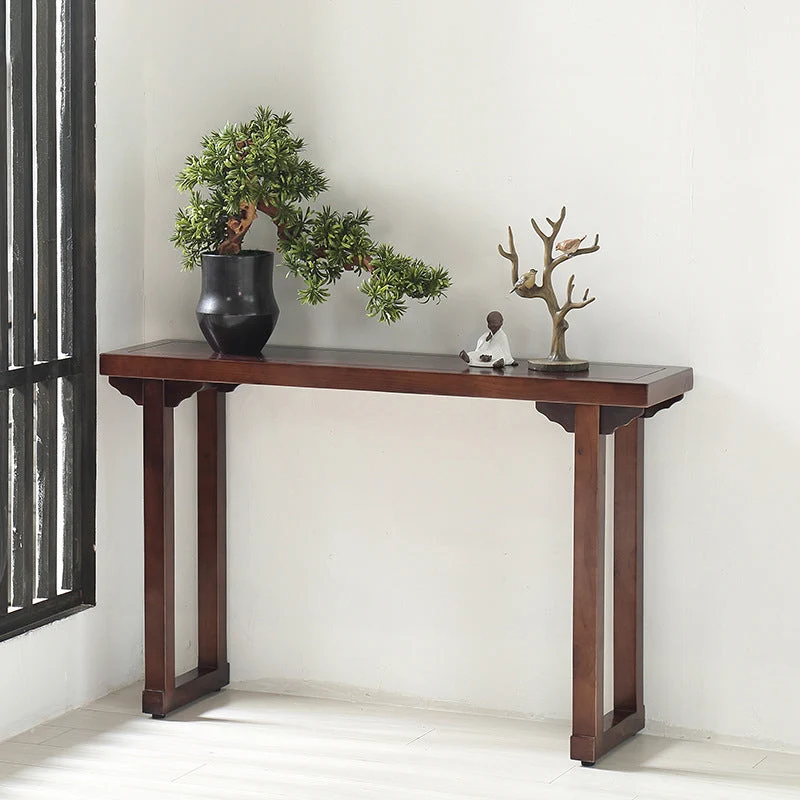 Mid-Century Modern Console Accent Table Antique Finish Rectangle Console Sofa Table