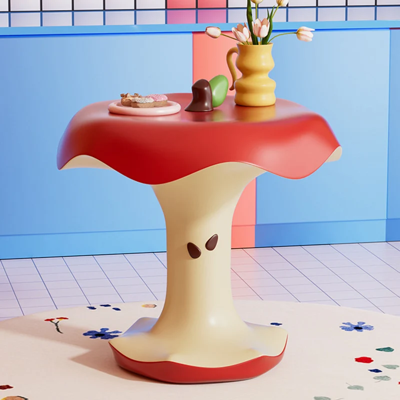 Contemporary Creative Resin Bitten Apple Decorative Happiness Side Table For Living Room