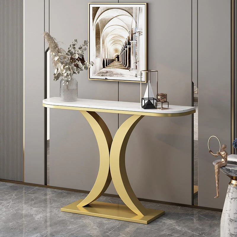 31.5-inch Tall Marble Console Table Scratch Resistant End Table for Hall