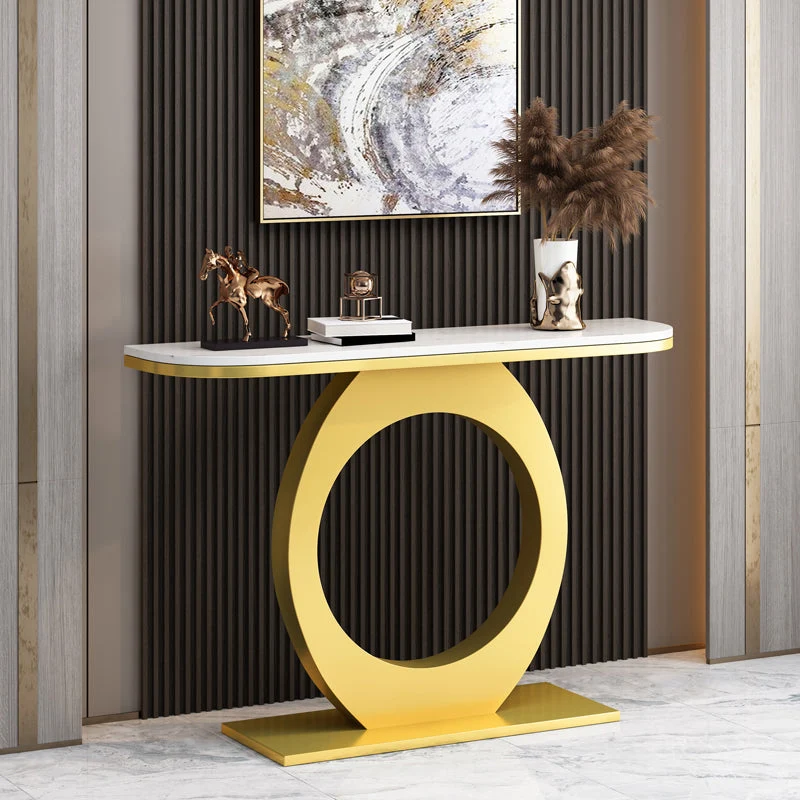 31.5" Tall Modern Console Table 1-shelf Half Moon Accent Table for Hall