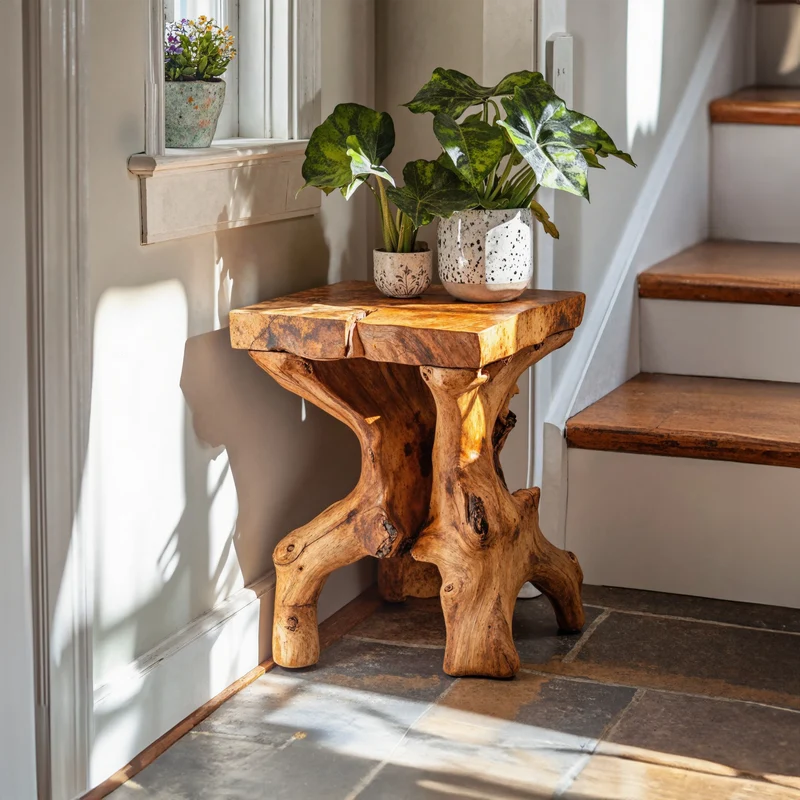 Farmhouse Wood End Table Live Edge End Table SILDTEN011